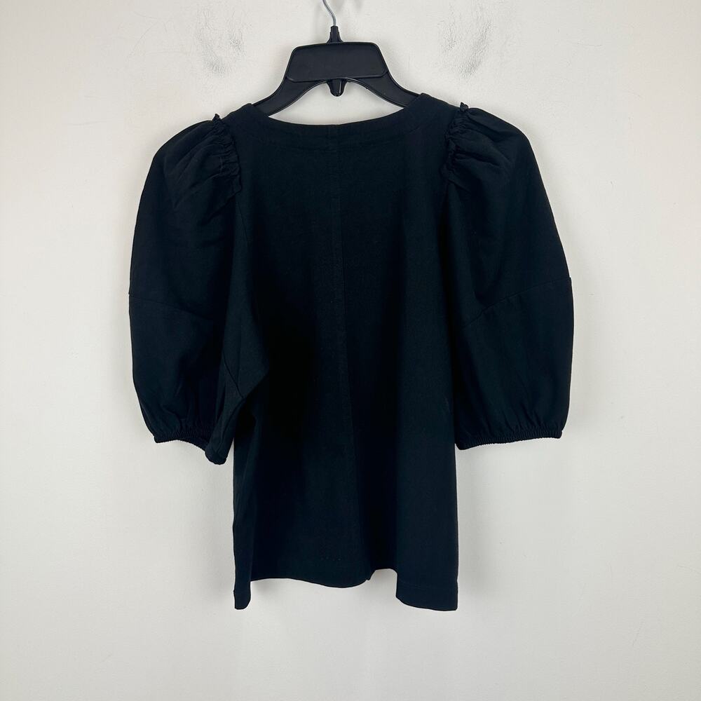 Madewell Puff Sleeve Tee Shirt Cotton Top Relaxed Minimalist Jet Black XXS NWT - Picture 12 of 13